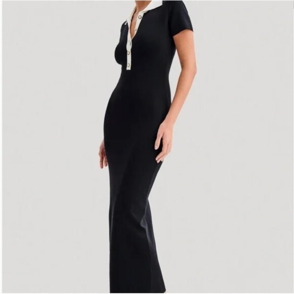 MESHKI - Jessamine Collared Contrast Maxi Dress XS NWT - Picture 3 of 10